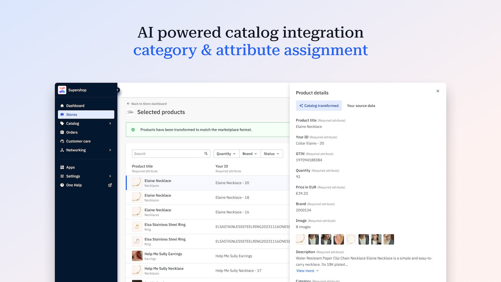 AI powered catalog integration