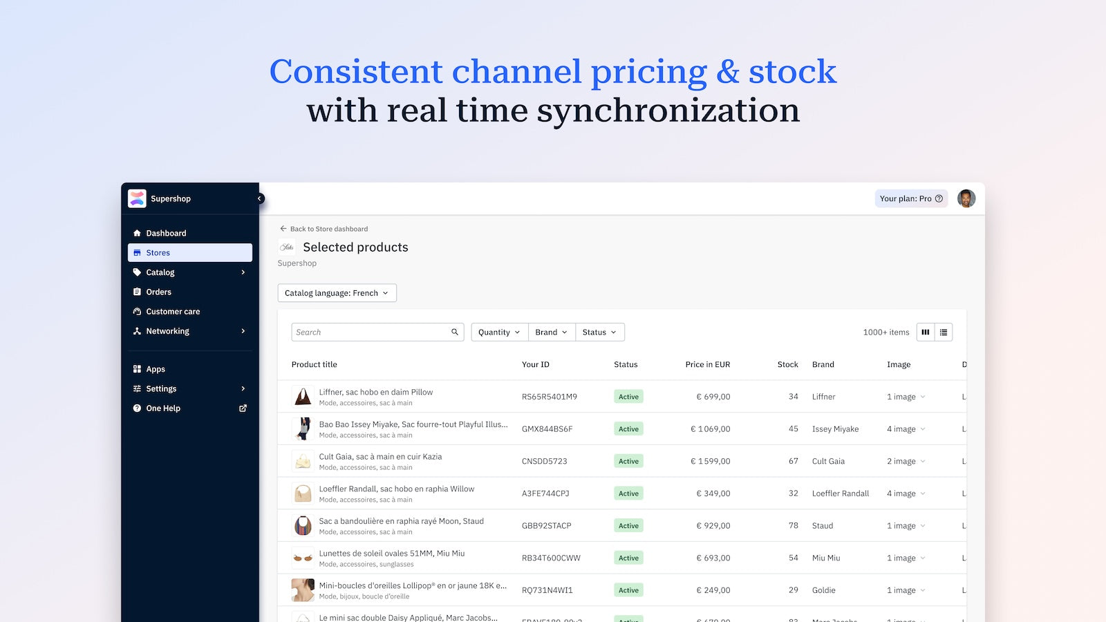 real time stocl & price sync