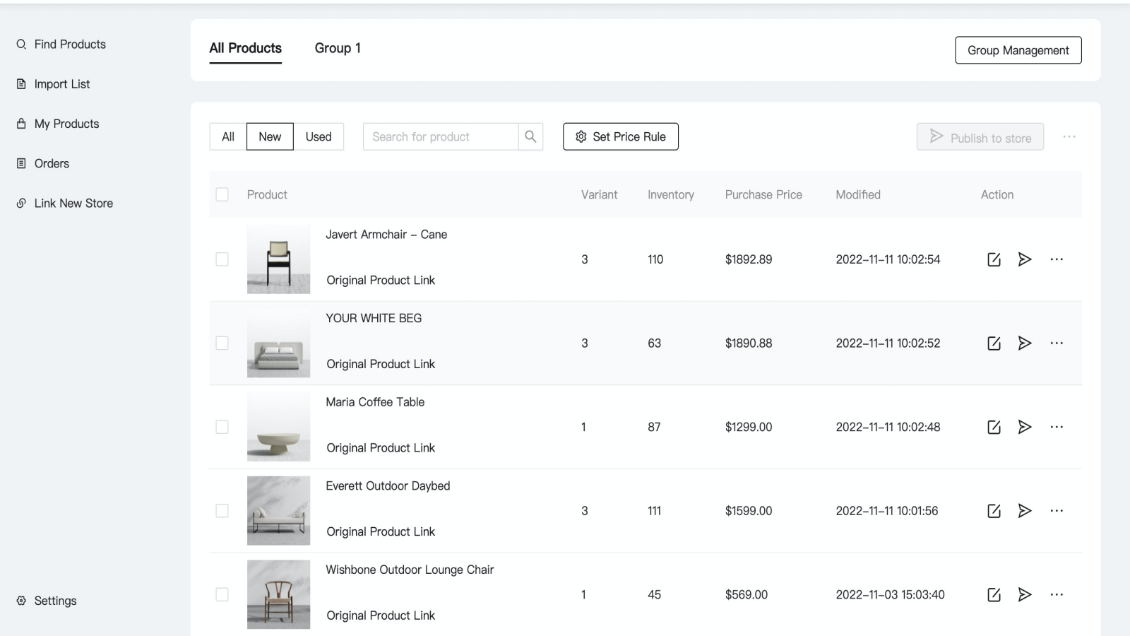 One-Step Publish Products