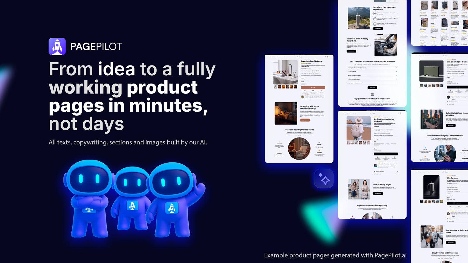 From idea to fully working product page in minutes, not days