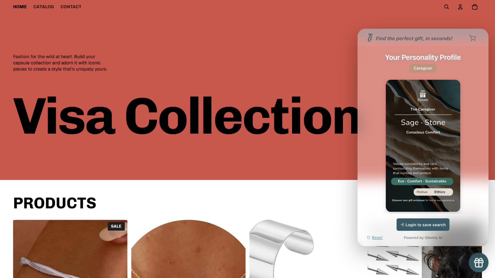 Gimmie AI Shopping Assistant Profile Archetype Card Creation