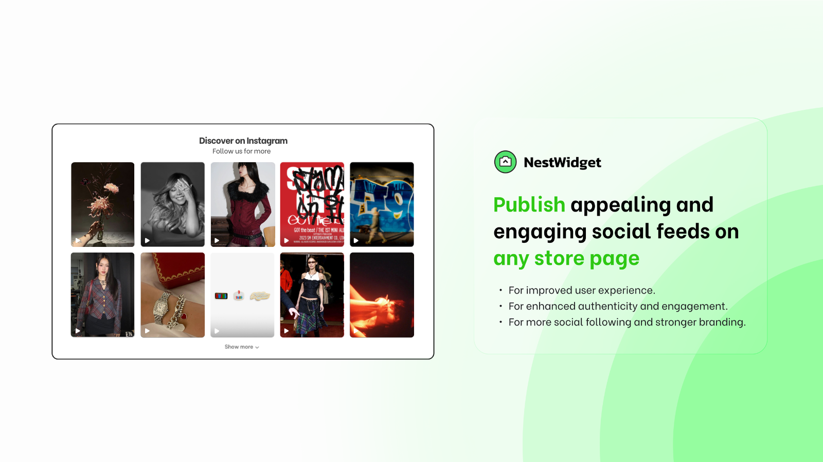 Publish TikTok & Instagram feeds on any store page