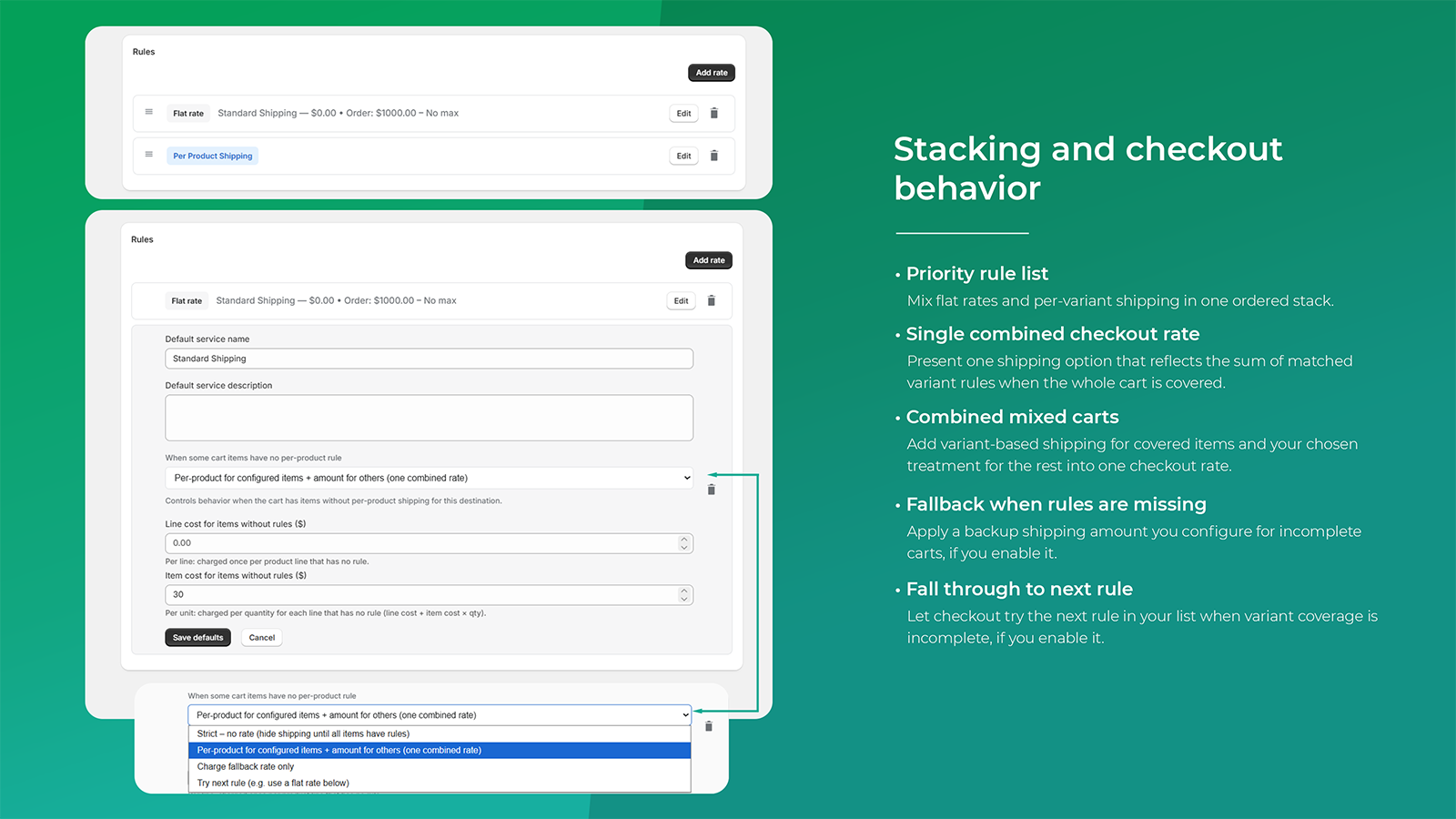Stacking and checkout behavior