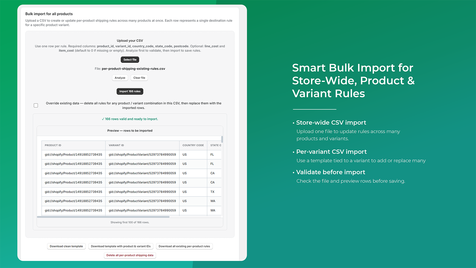 Smart Bulk Import for Store-Wide, Product & Variant Rules