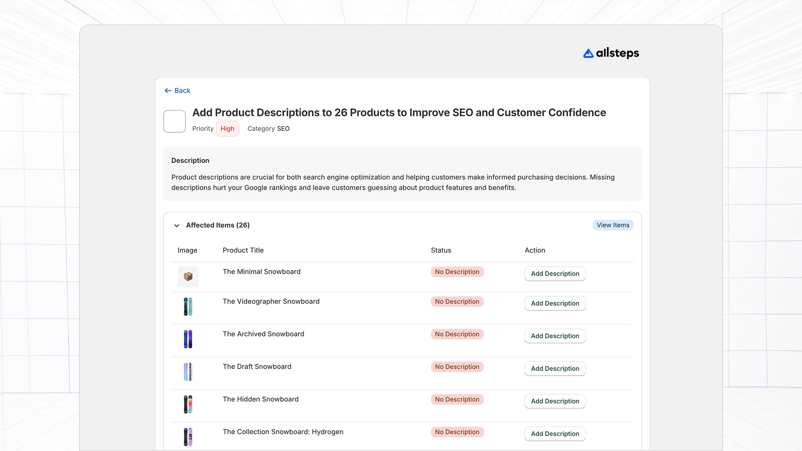 Get steps for each fix