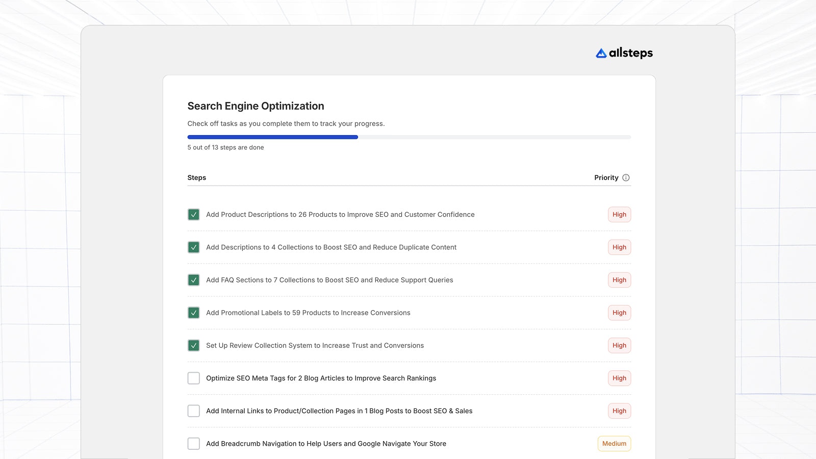Get CRO, SEO Recommendations as to-dos