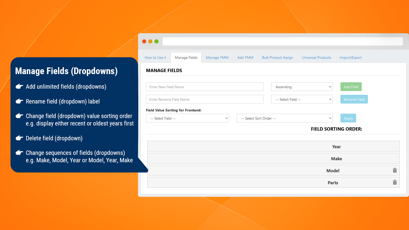 App backend - How to Add Year Make Model fields