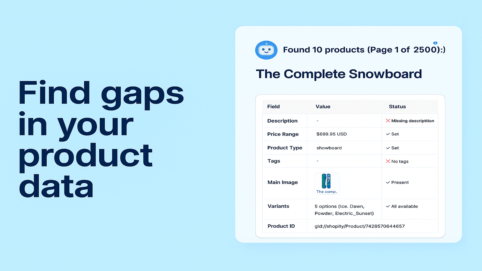 Find gaps in your product data