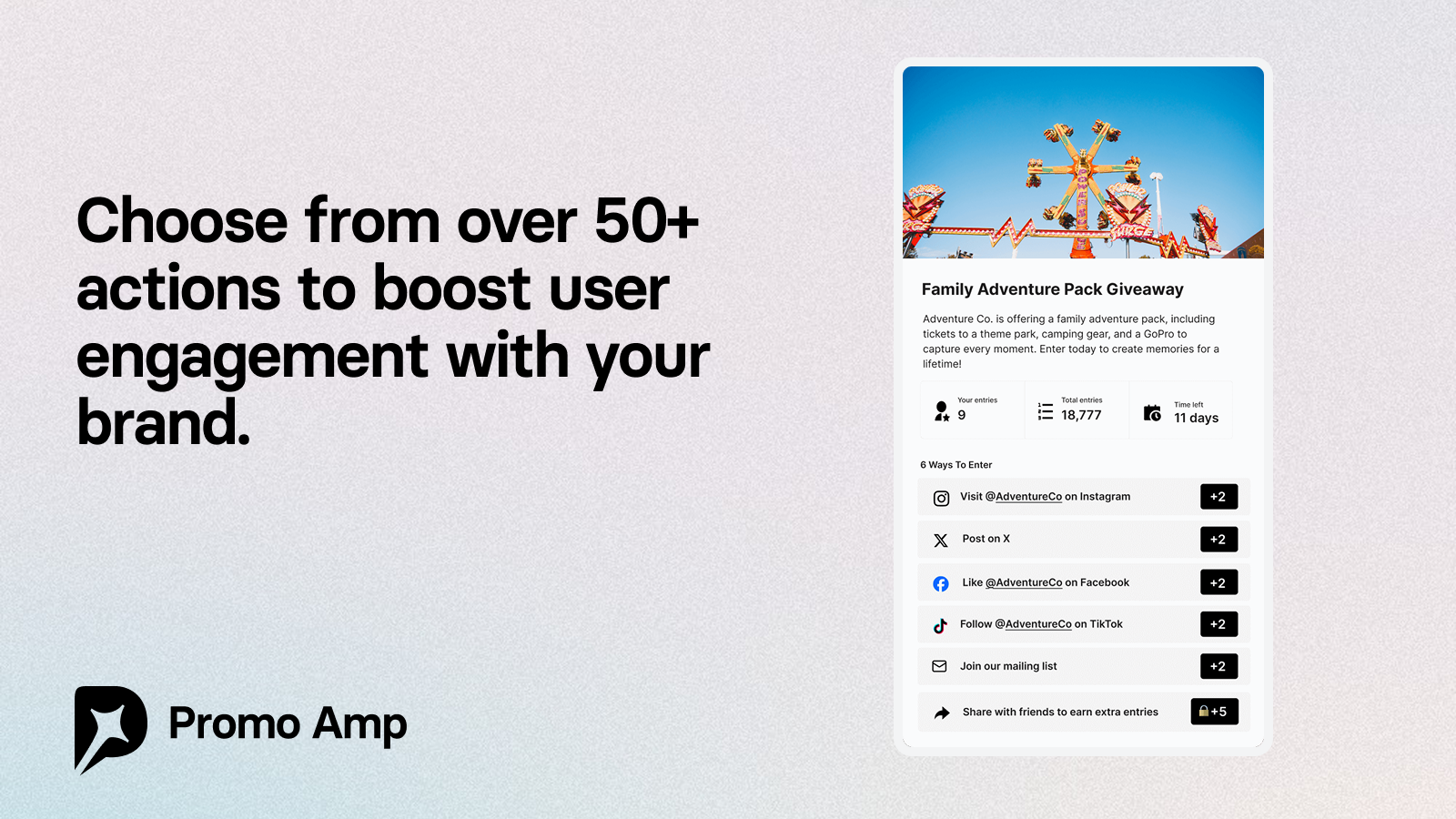Choose over 50+ actions to boost user engagement