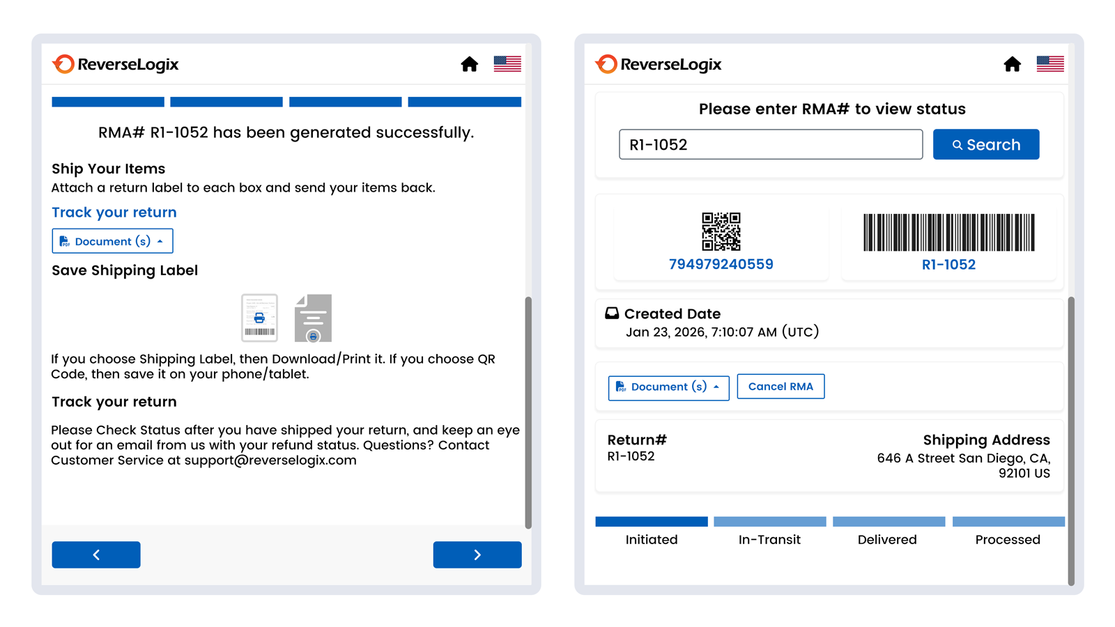 Return Portal – Track real-time RMA status