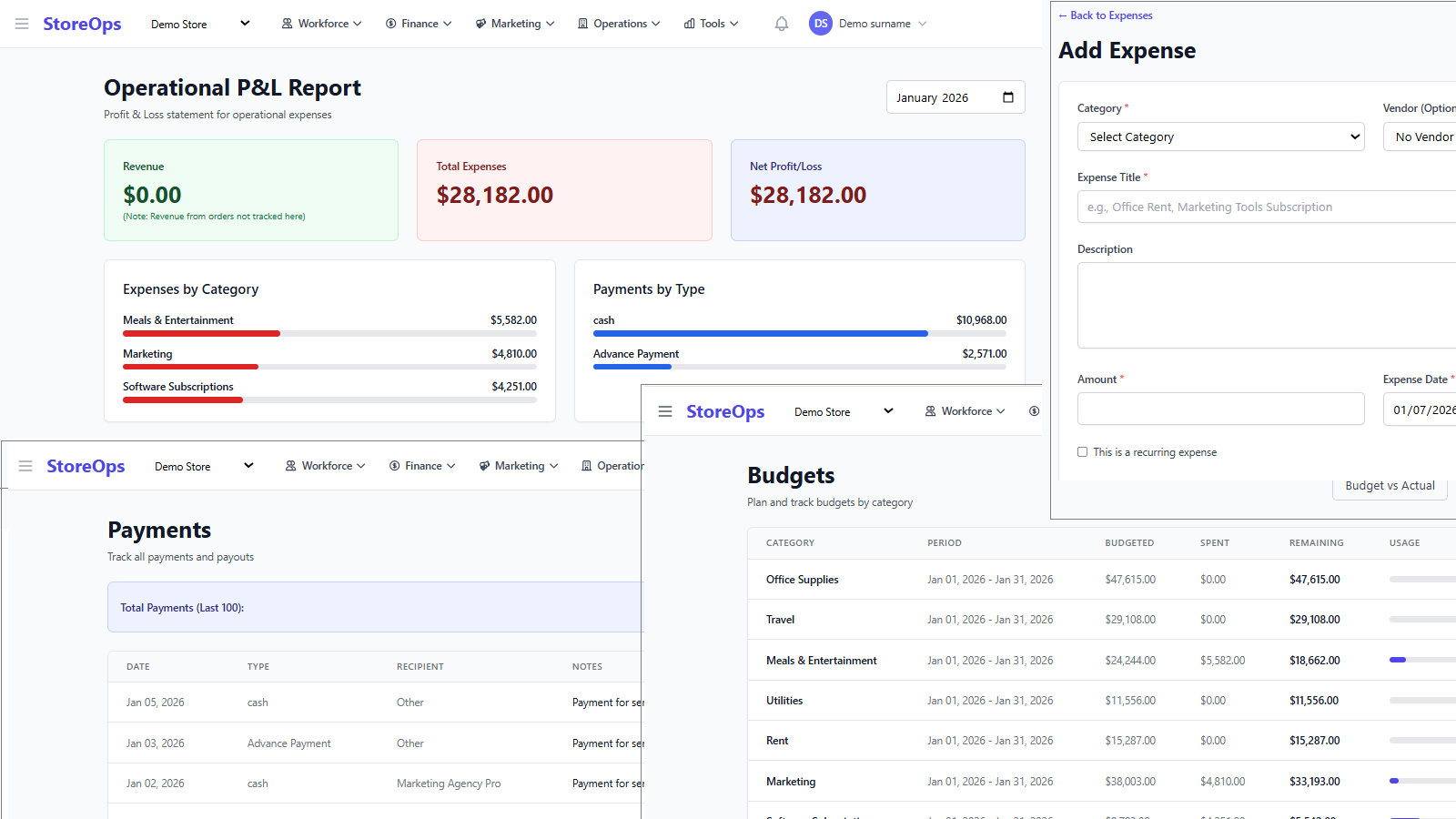 Manage Payment, budget, expenses & cashflow and finance 