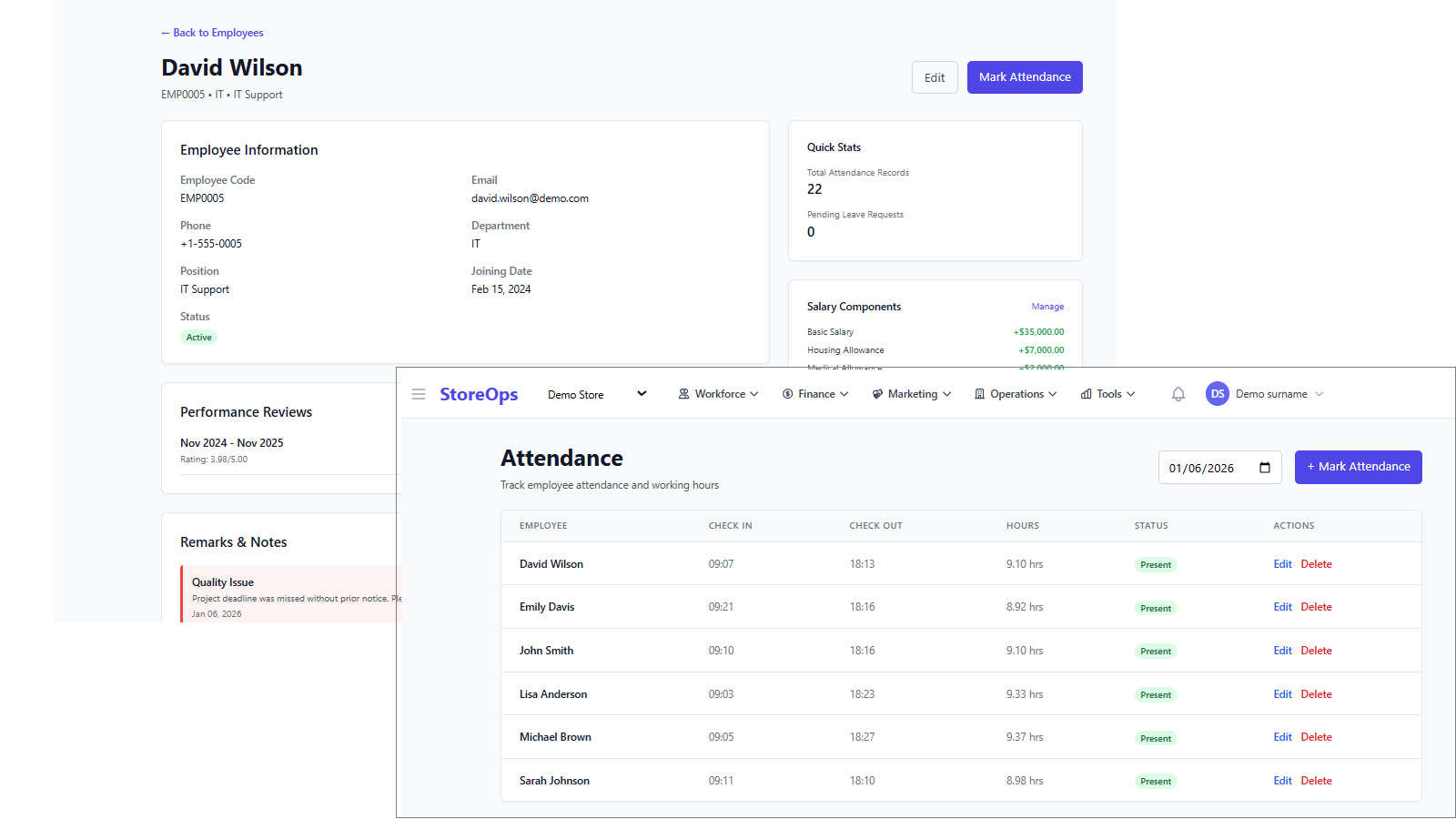 Manage Employee profile, and their hr managements