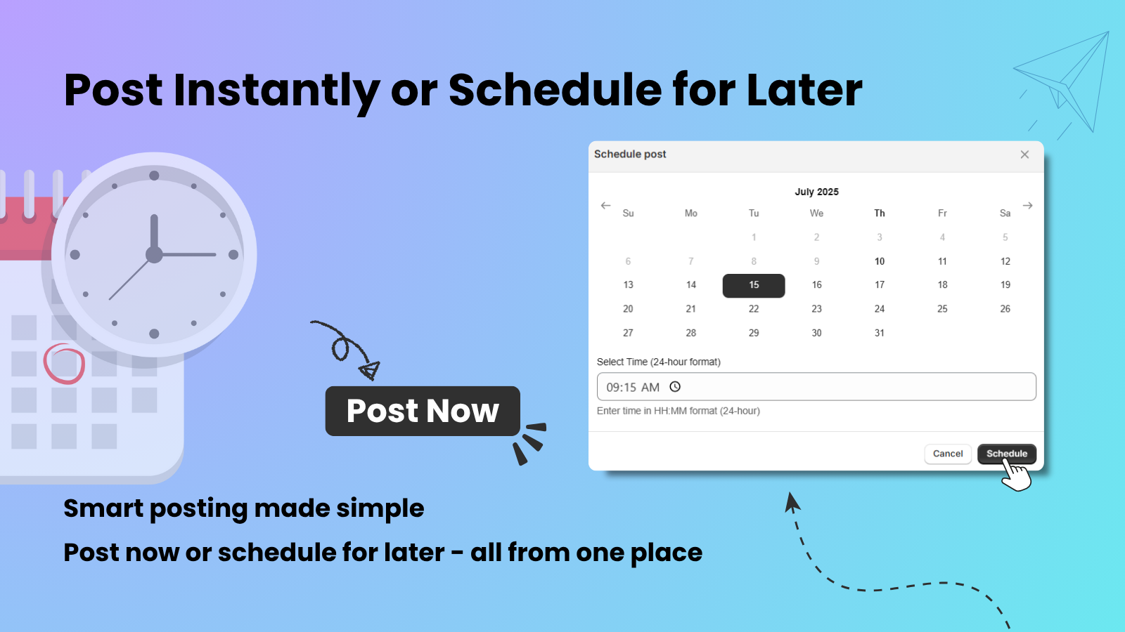 Schedule social media post