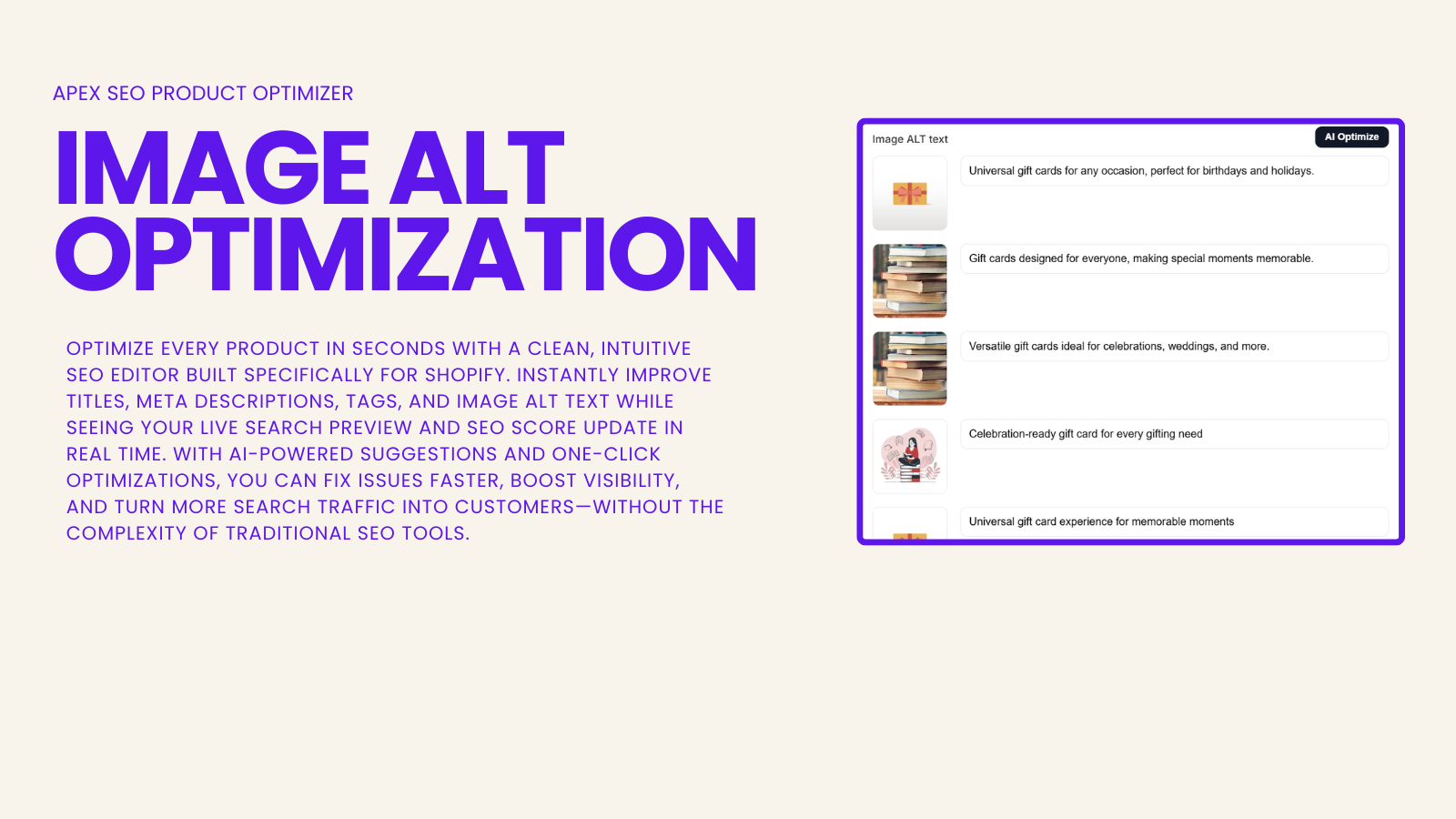 Product list page that displays all the products 