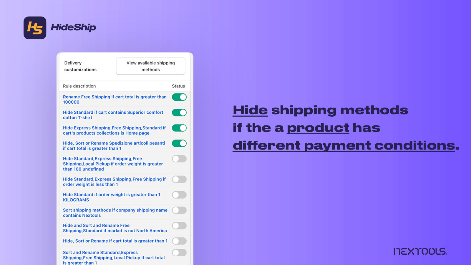 HideShip: Hide & sort shipping methods