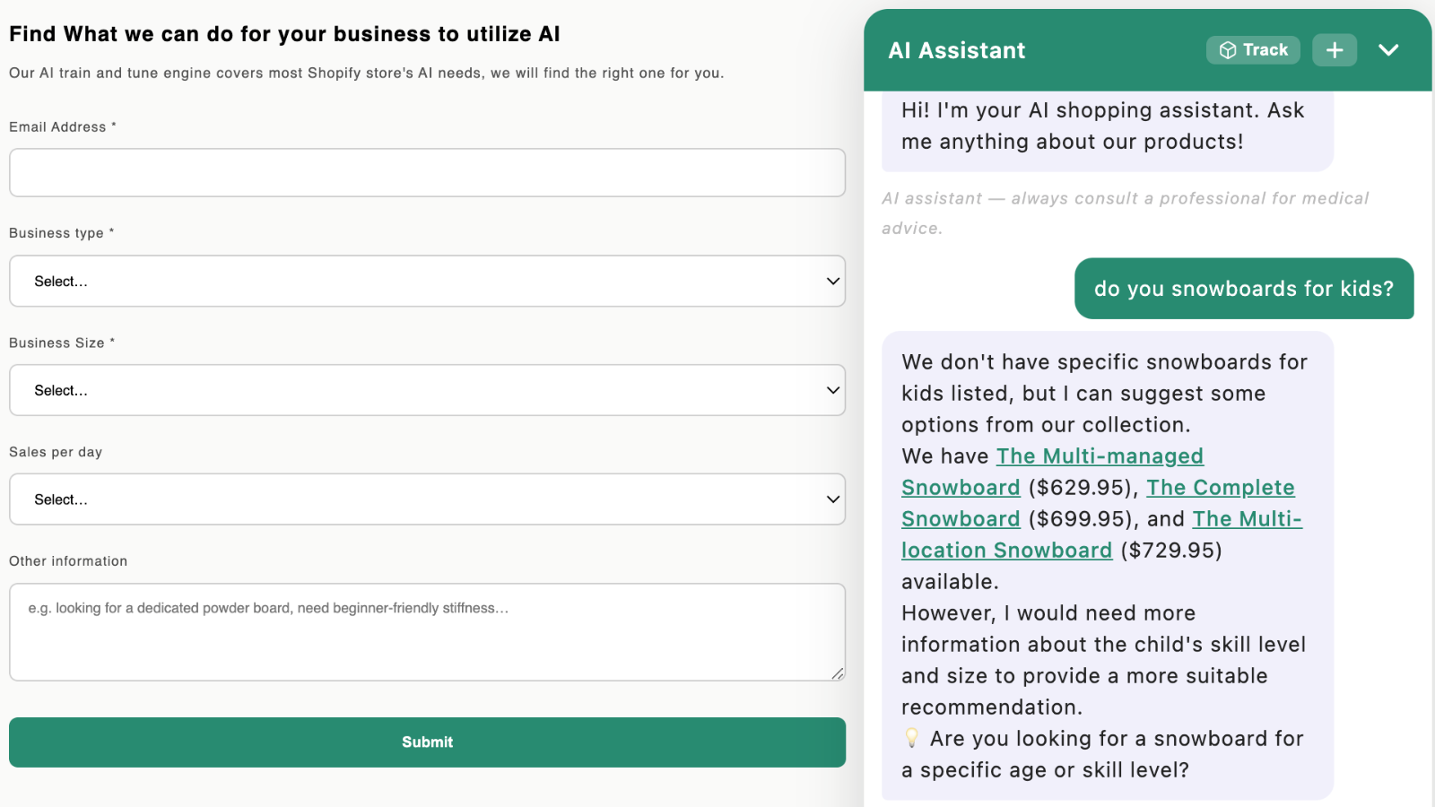 Dynamic eCare intake form for high value customers.