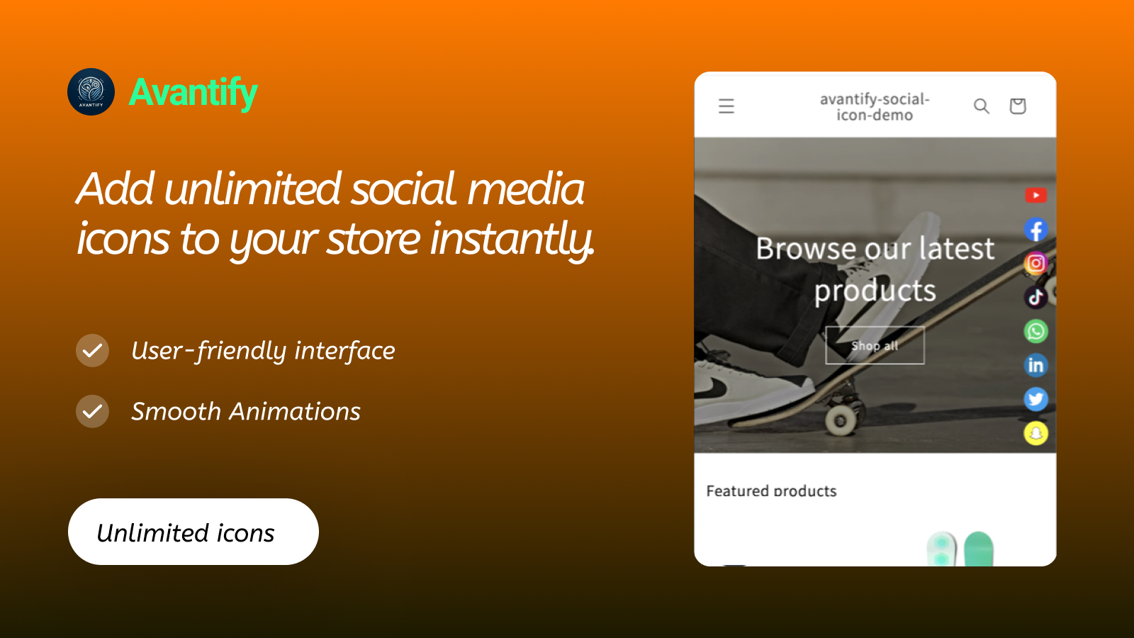 overview avantify social media icons