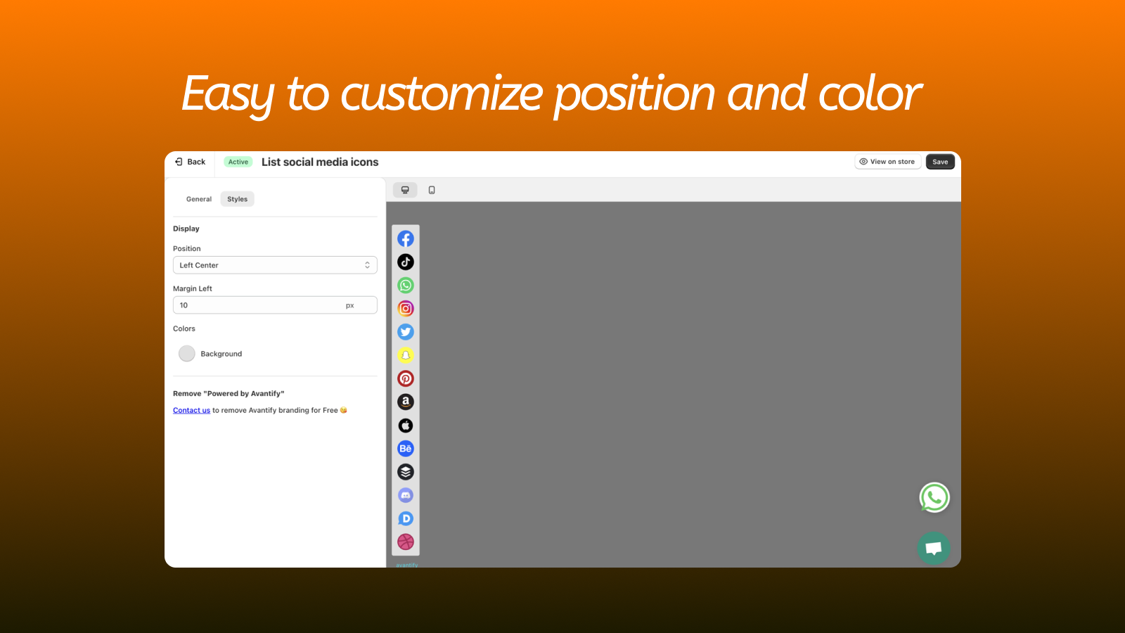 easy customize position and color