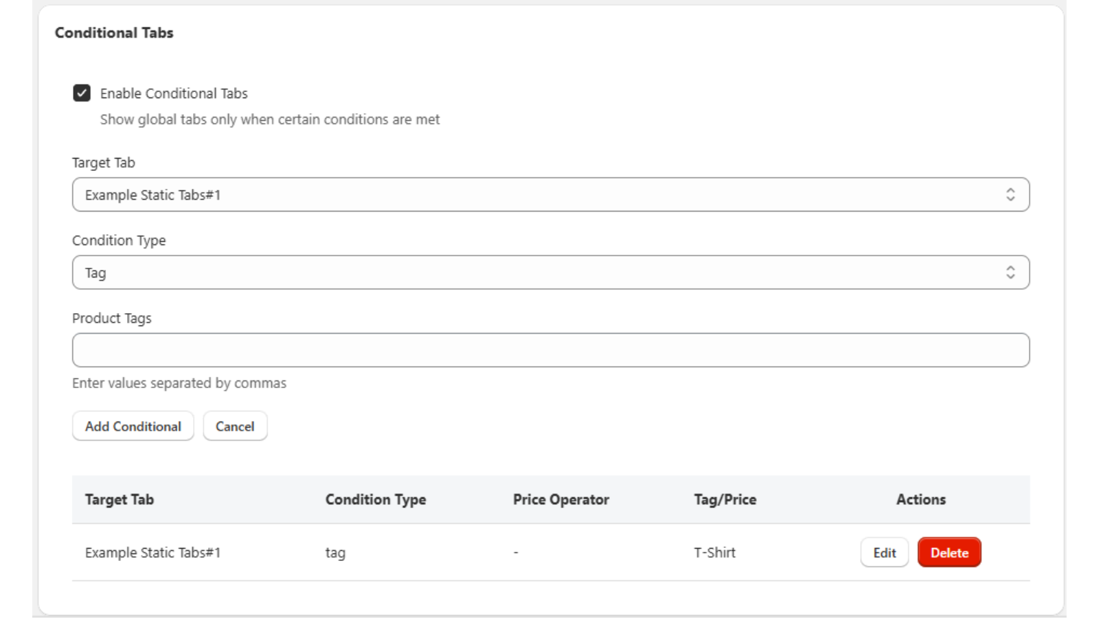 Control the display of Global Tabs with conditional logic