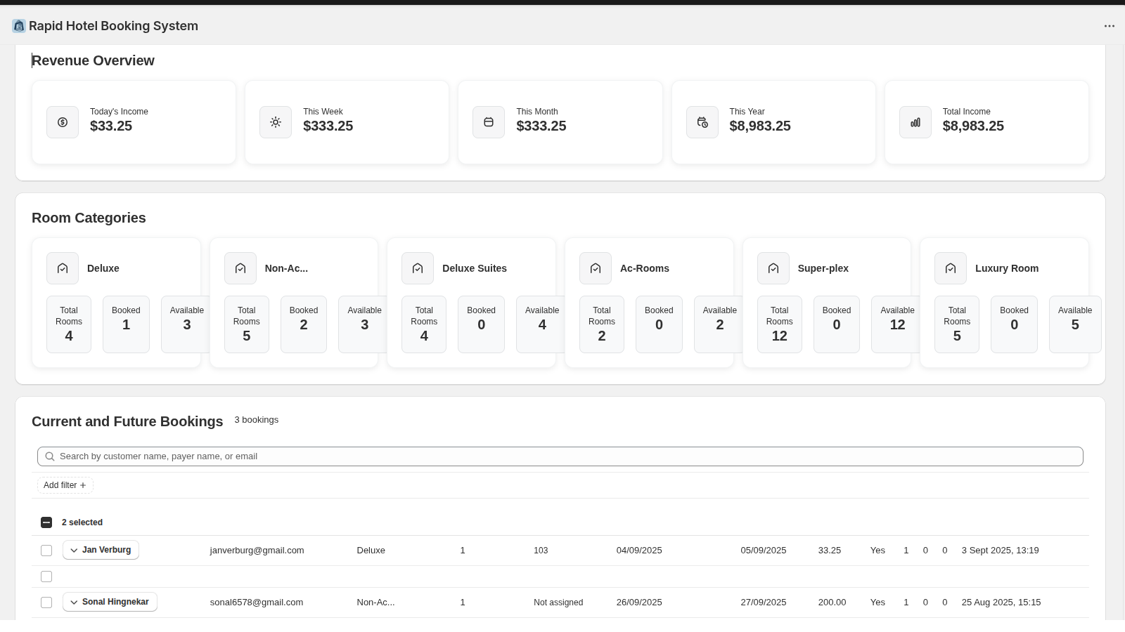 Smart Dashboard to Track Bookings and Manage Calculations