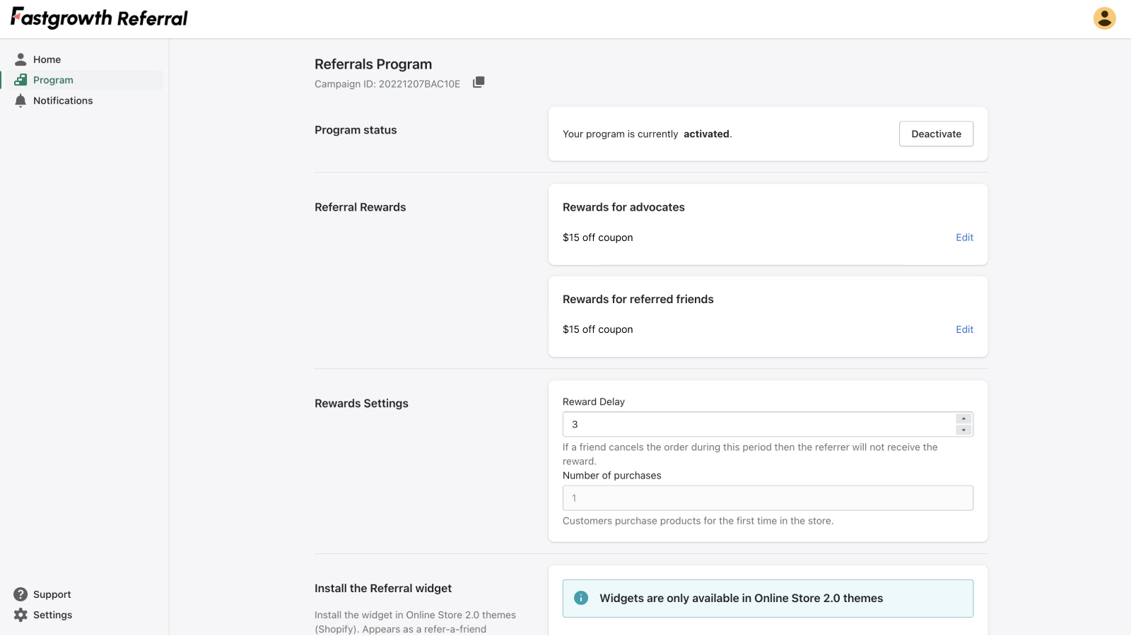 FastGrowth Referral‘s Admin - Program
