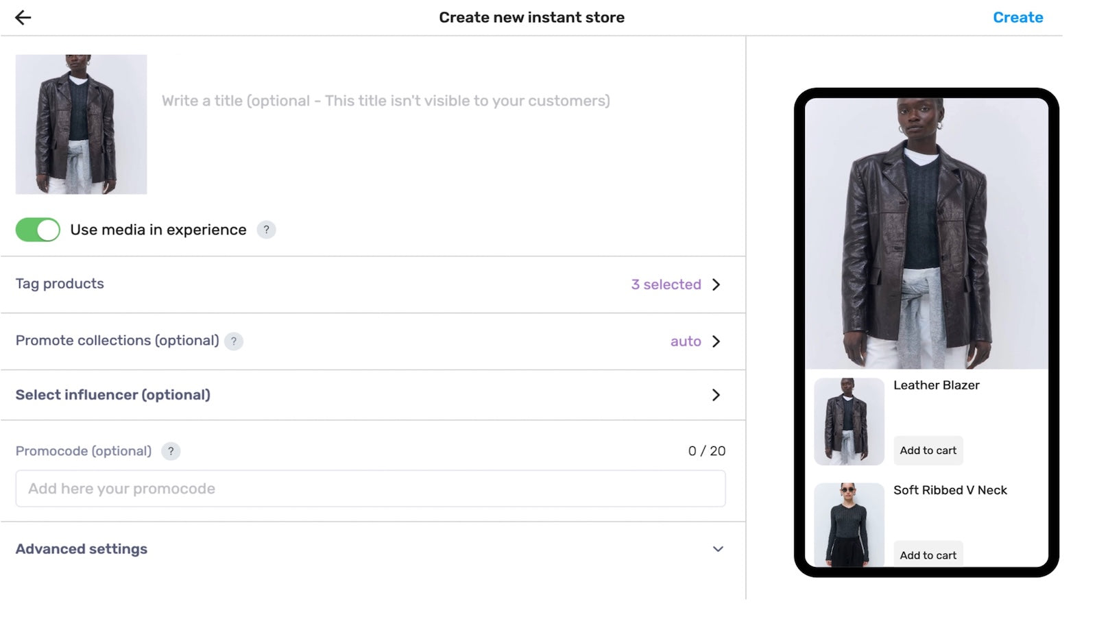 Instant Store creation