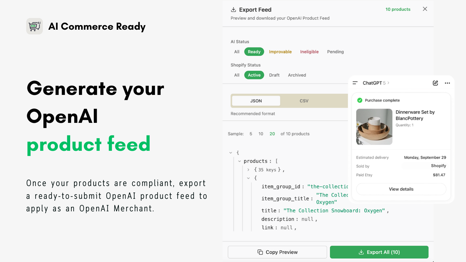 Generate your OpenAI product feed