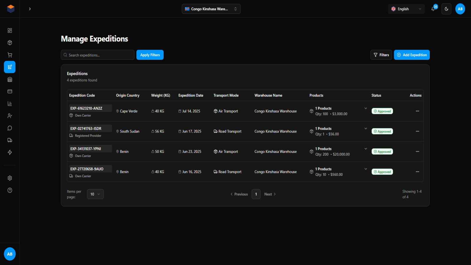Web app Expedition Page