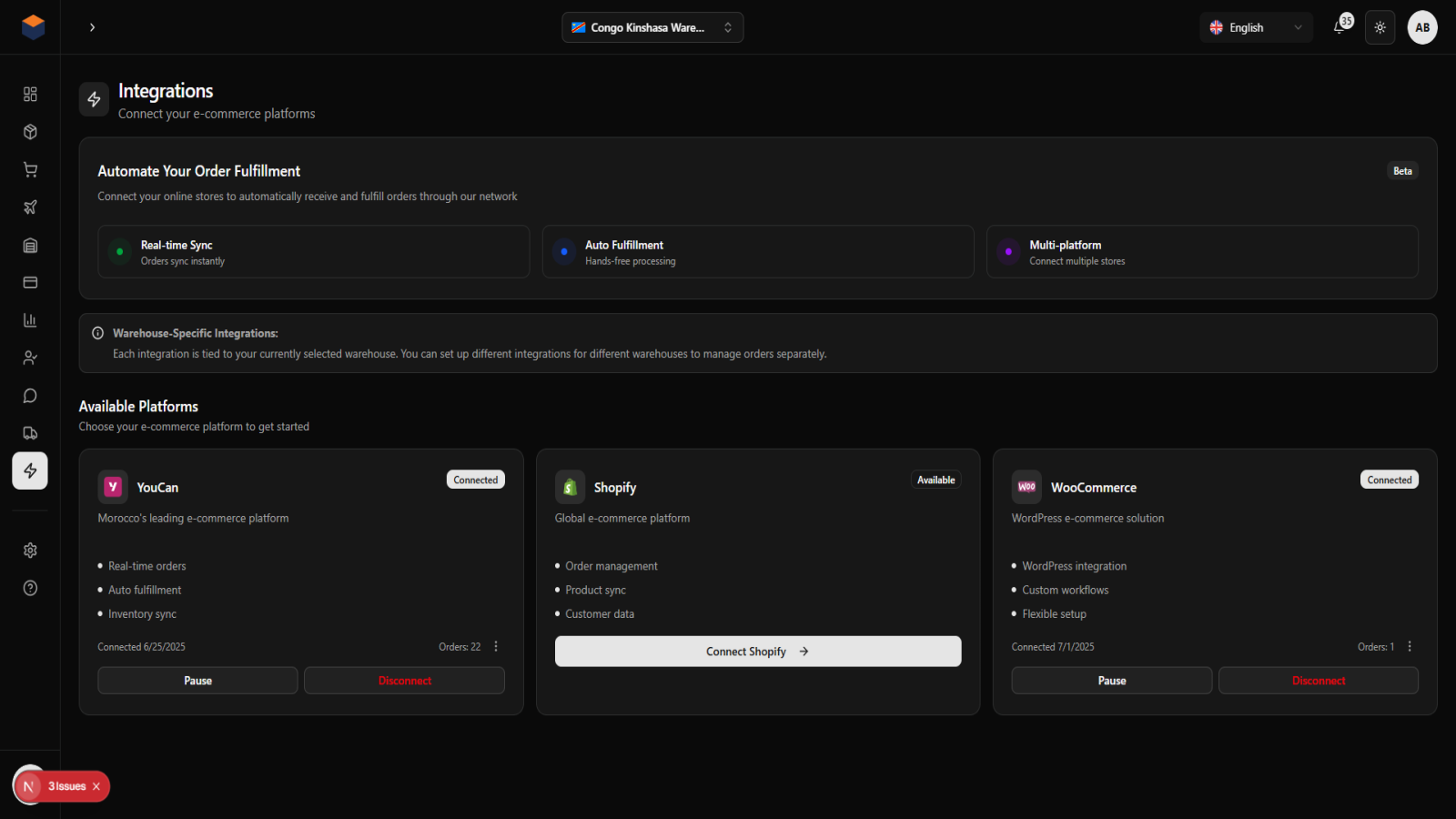 Web app Dashboard Page