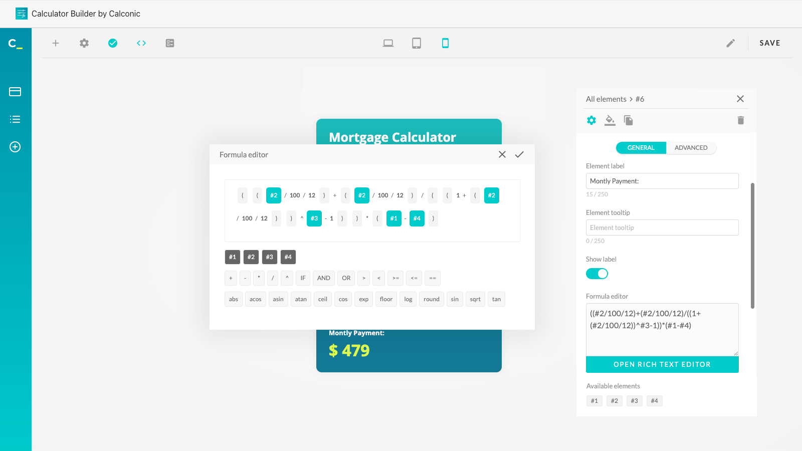 Use our Advanced Formula Editor to easily build complex formula