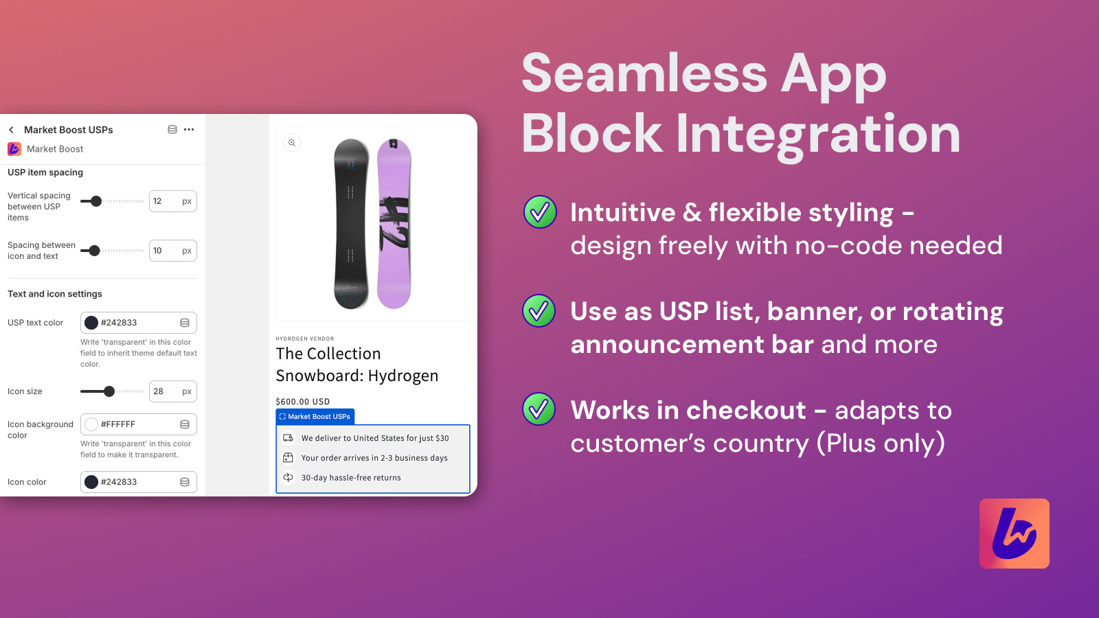 Shopify app block styling: list, banner and annonuncement bar