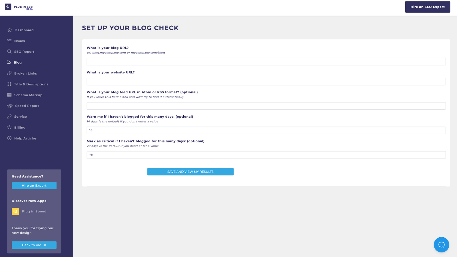Set up search engine optimization for your blogs content