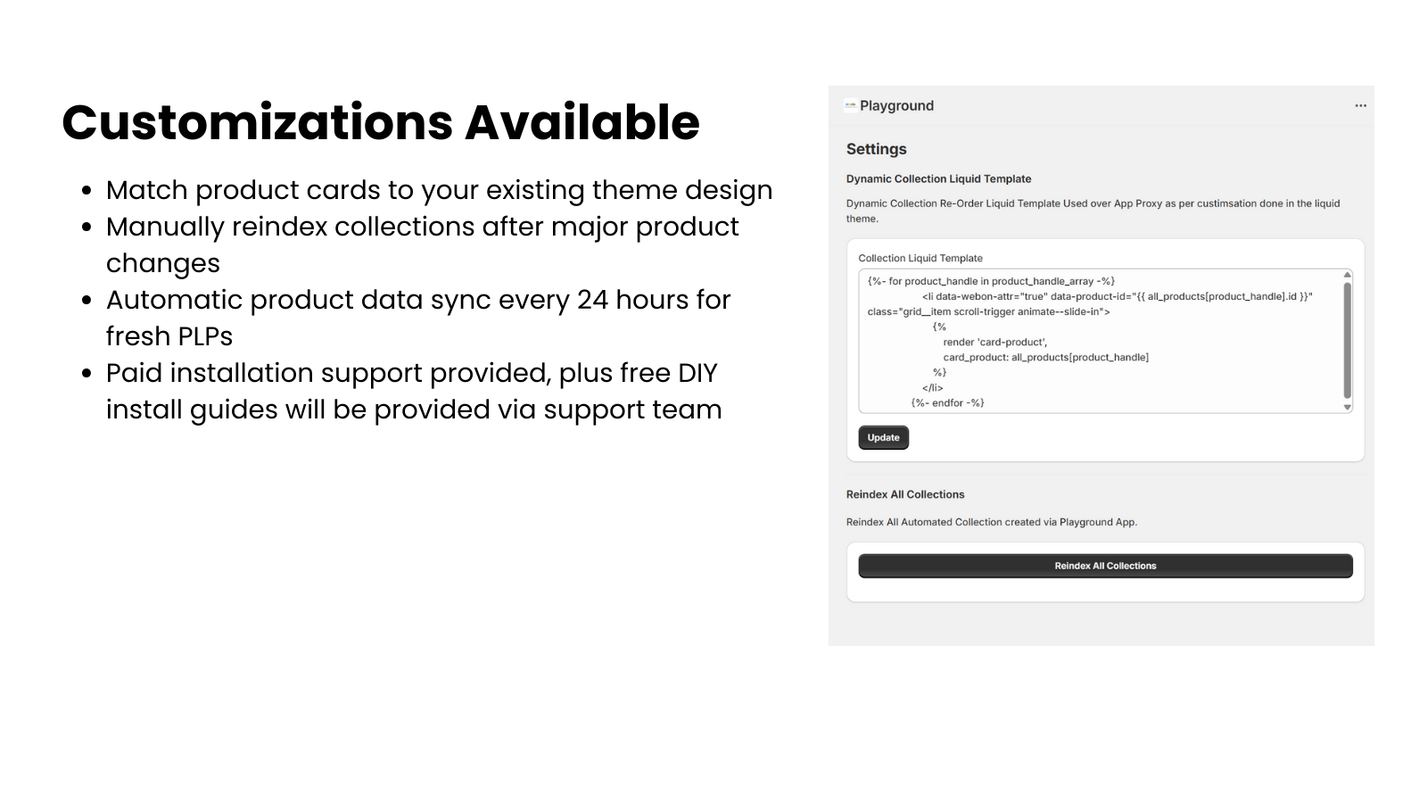 Customizations Available