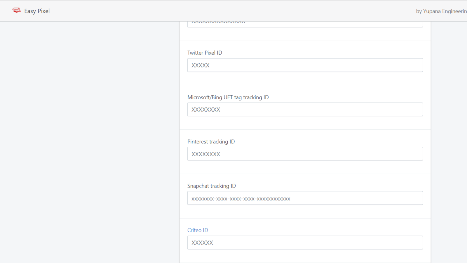 Easy Pixel Admin Panel: Twitter Microsoft/Bing UET tracking tag