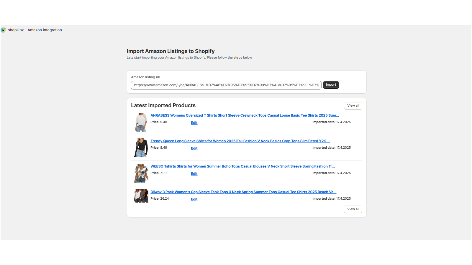 Import Amazon listings , images, price, variations to Shopify 