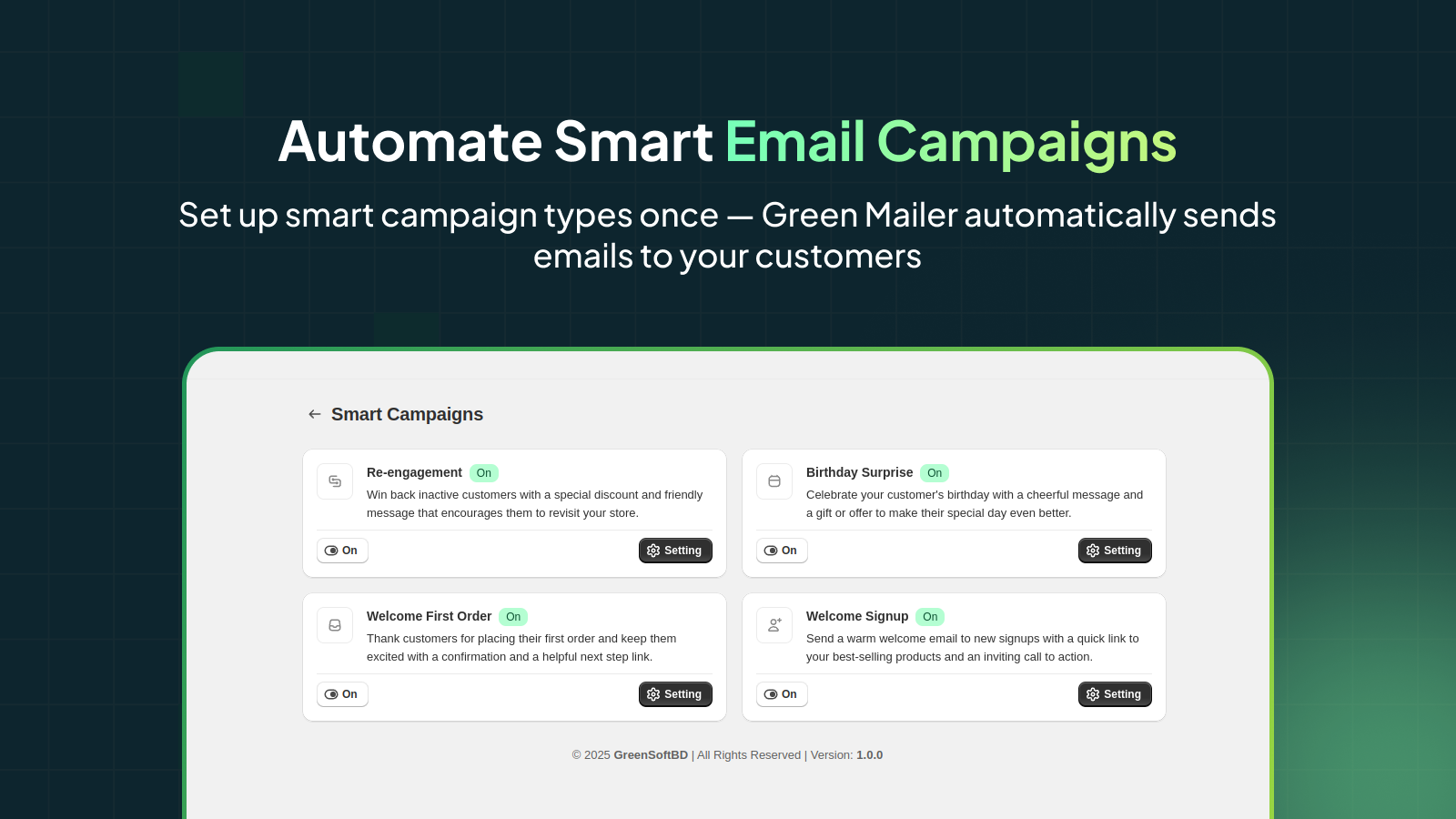 Automate email campaigns with smart, automated email sending.