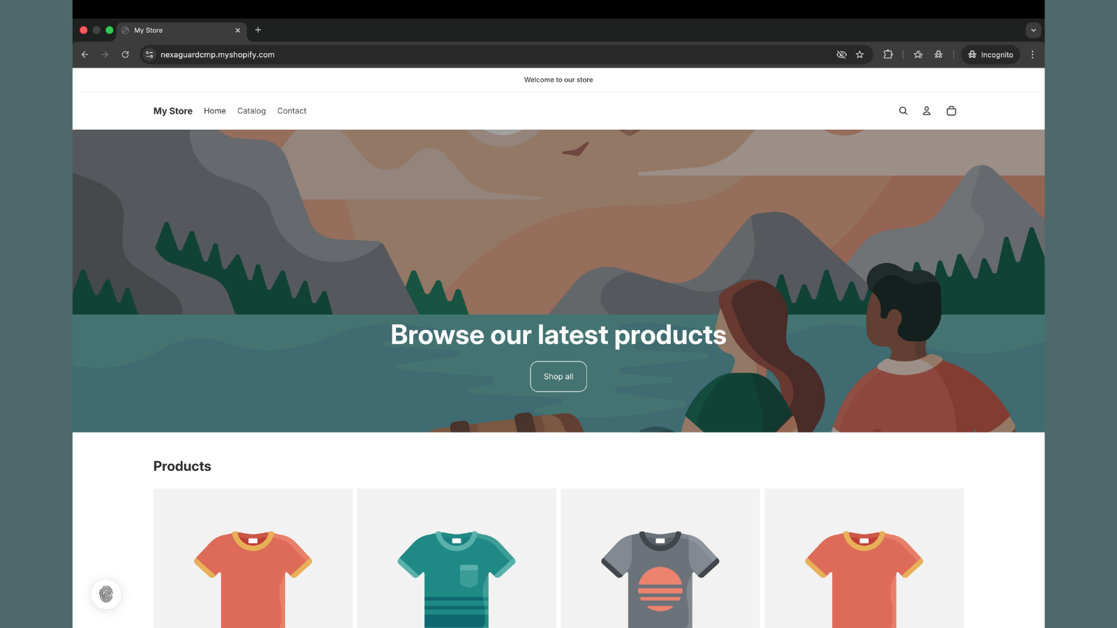 Floating privacy icon at bottom left to reopen preferences