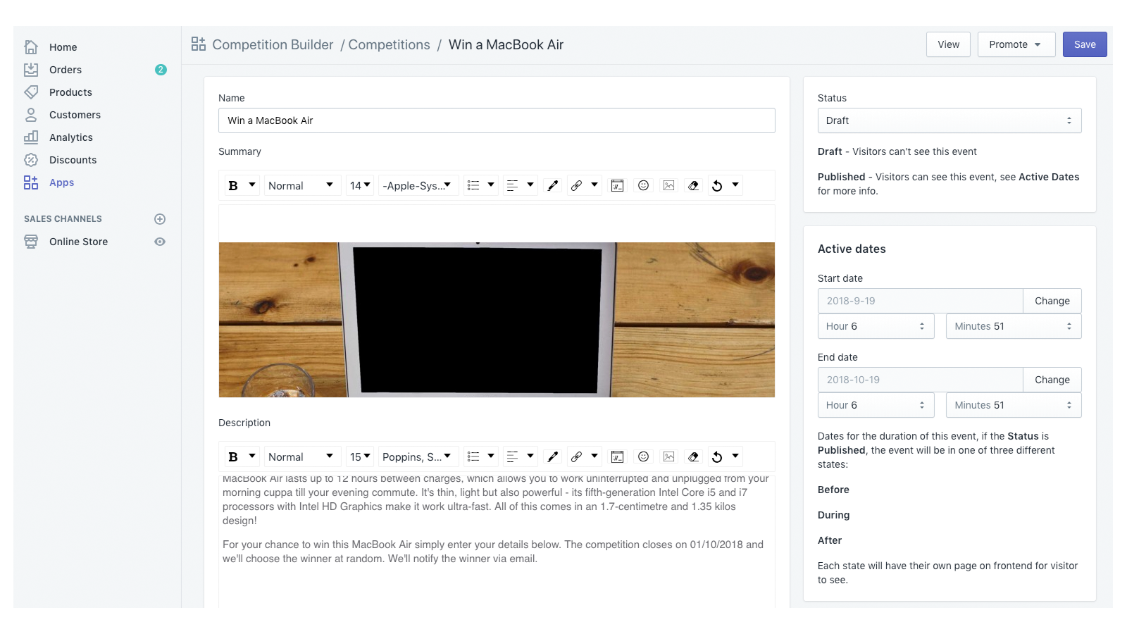 Admin - Showing individual competition