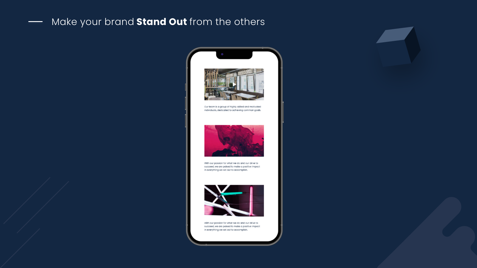 Team and About Us Page in Mobile