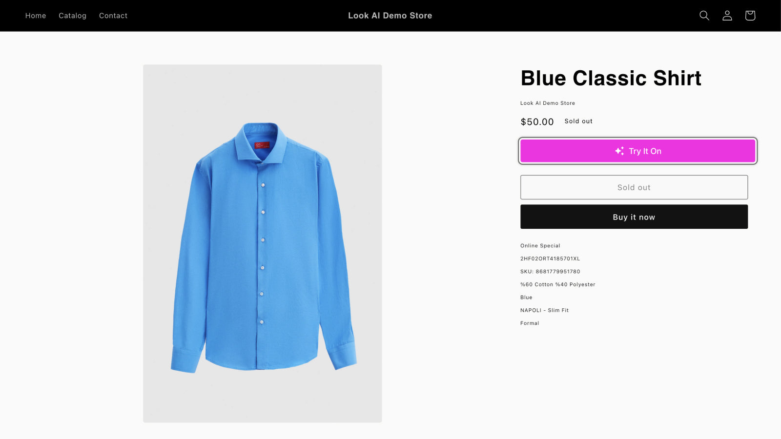 Product Page with Try On button