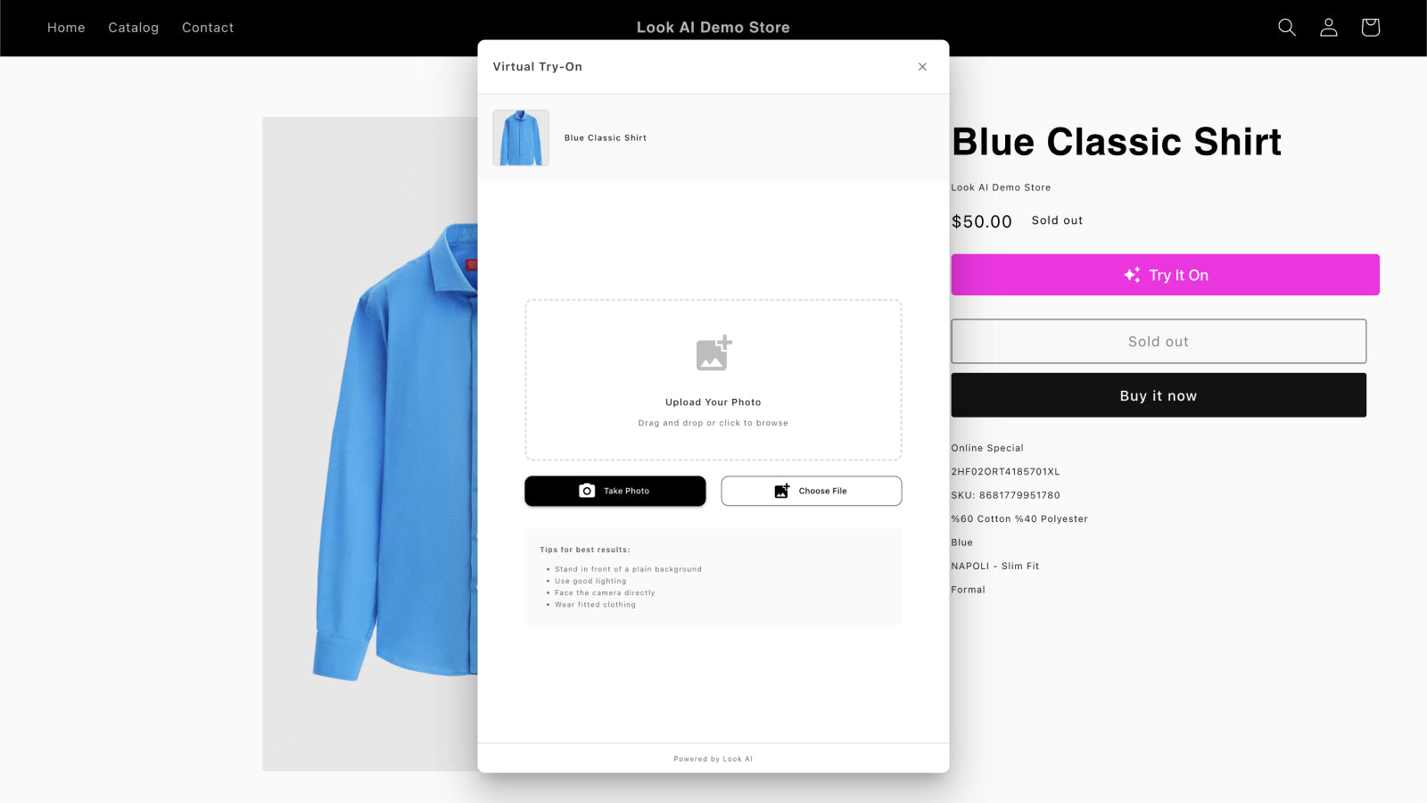 Upload Photo on the Virtual Try On widget
