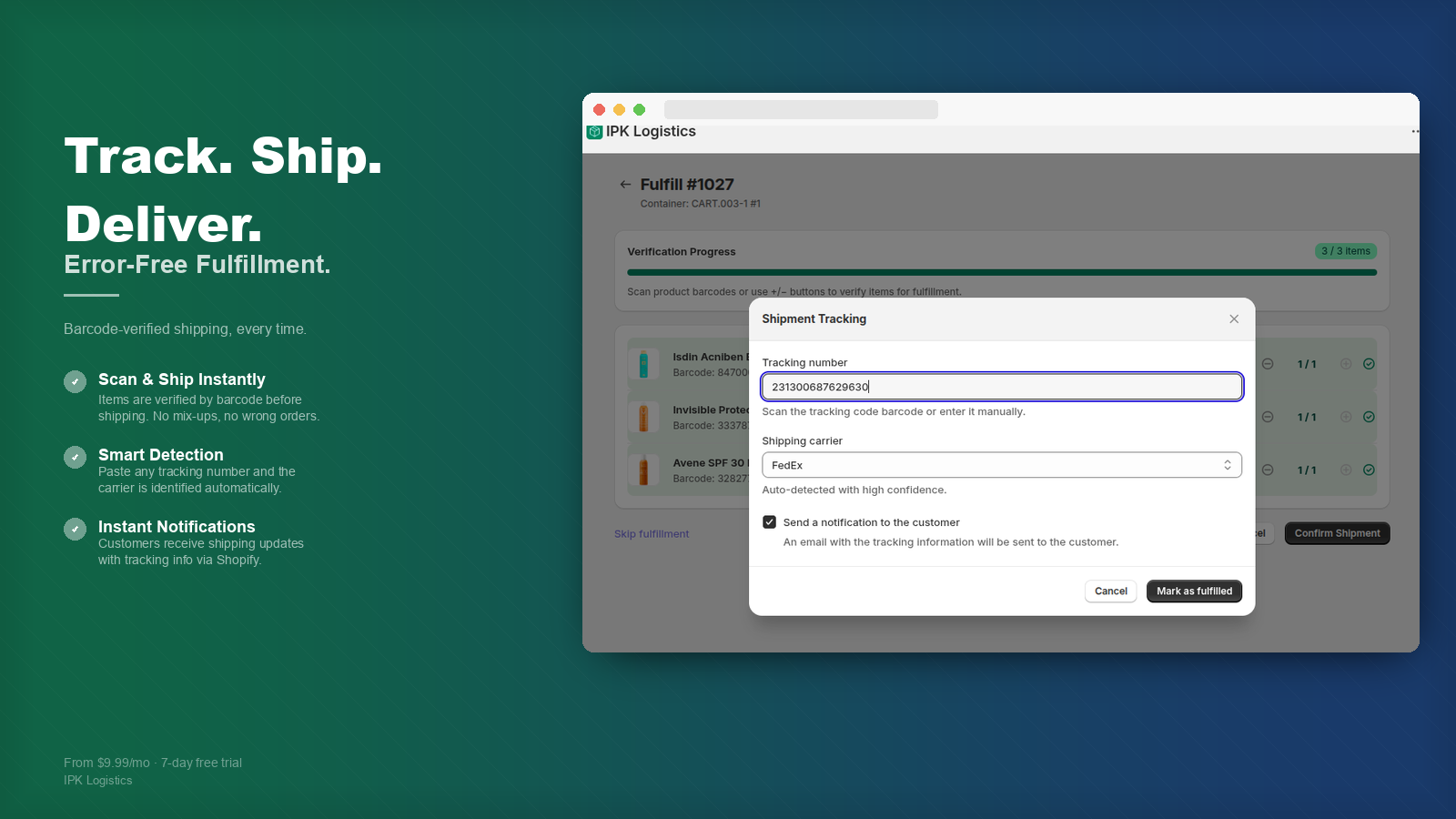 IPK Logistics Shipping View