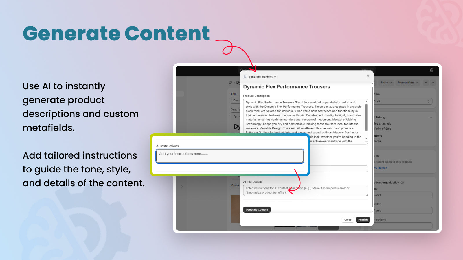 Generate product title and description using AI model 