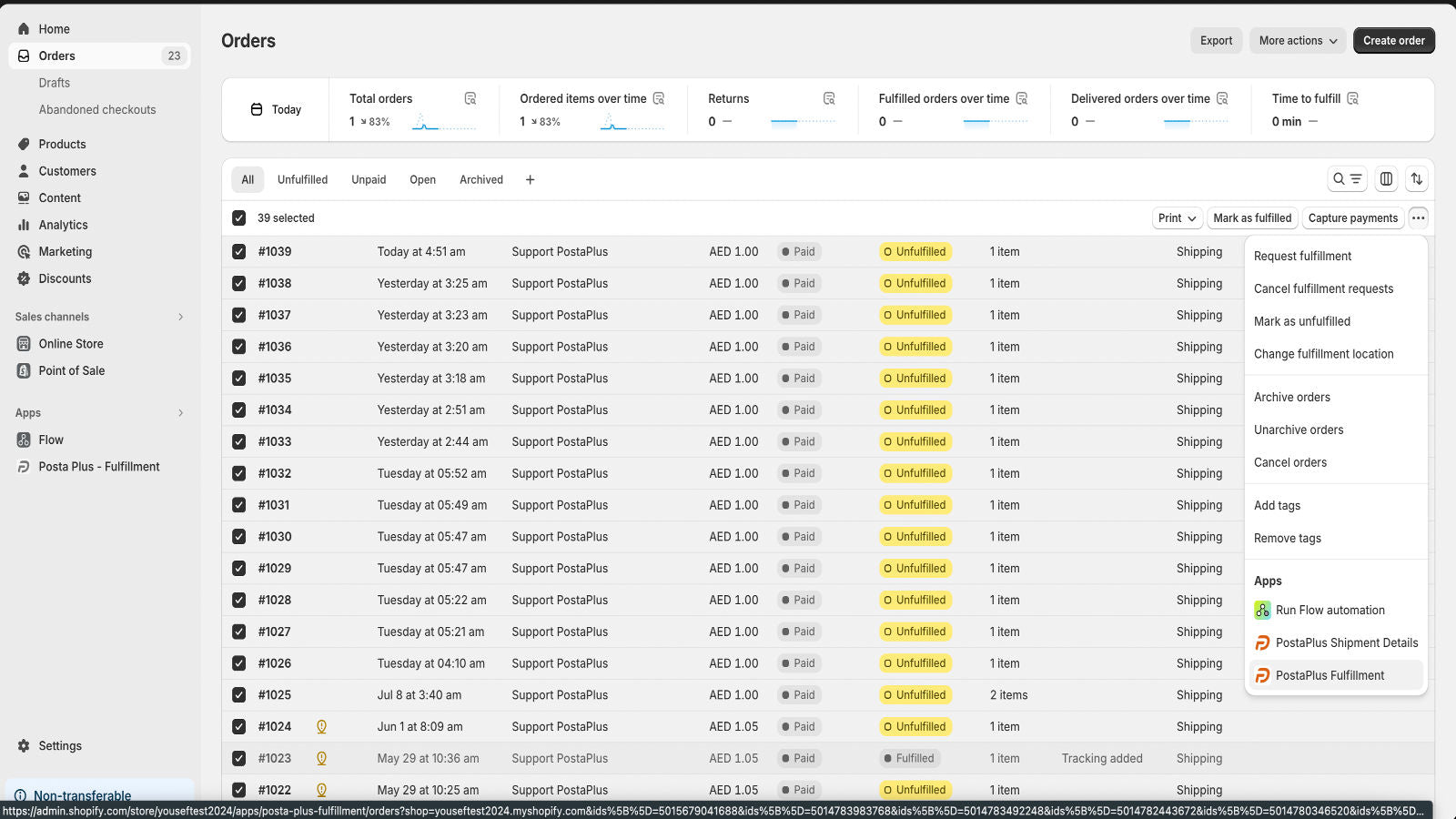 PostaPlus - Fulfillment App Extenstions