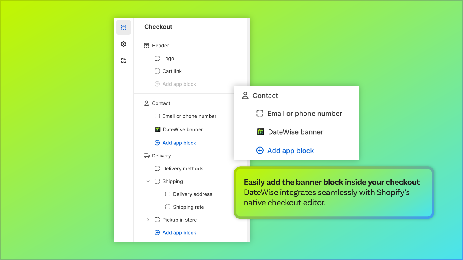 DateWise - Easily add the banner block inside your checkout
