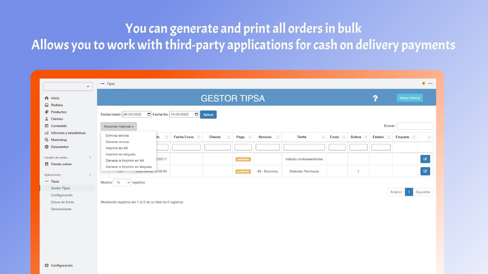 Bulk generate and print Shopify orders