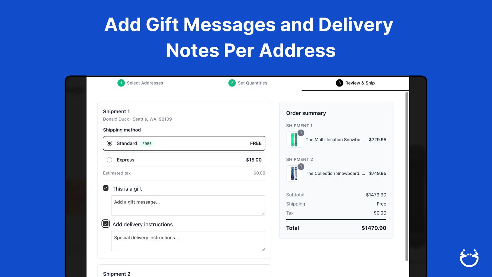 multi address shipping checkout