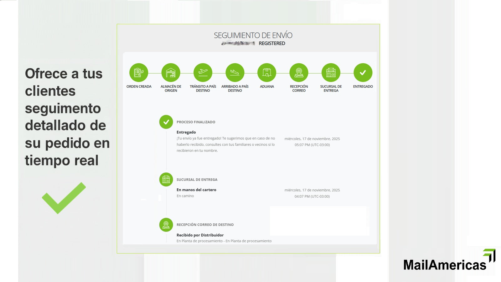 Seguimiento con estados del envío