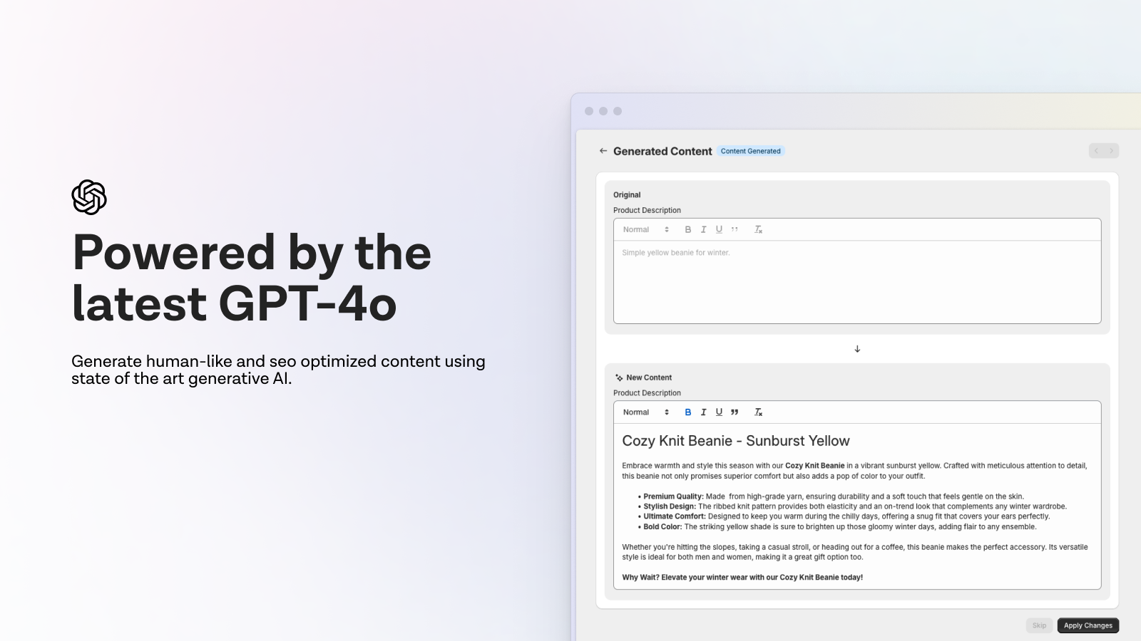 Powered by the latest openAI 4o model with vision.