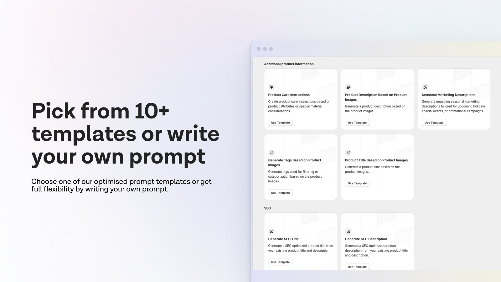 SEO optimized templates for AI content generation.